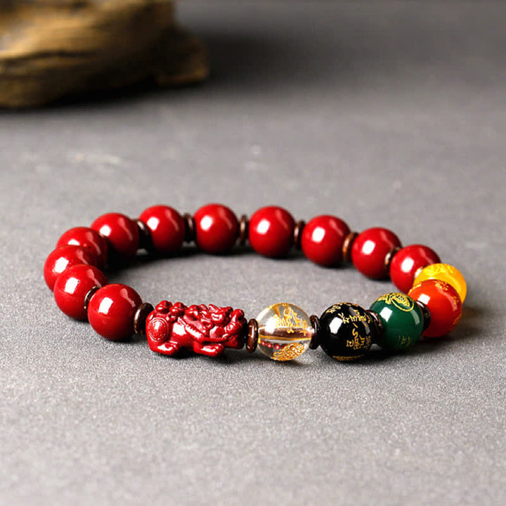 Buddha Stones God Of Wealth Cinnabar PiXiu Blessing Bracelet - image 3