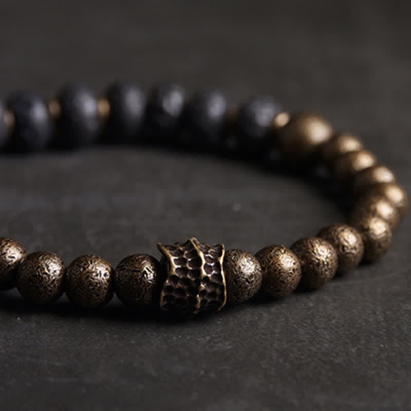 Buddha Stones Lava Rock Stone Copper Balance Cuff Bracelet Bangle - image 8