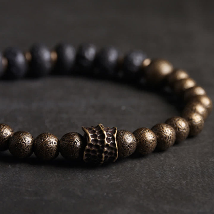 Buddha Stones Lava Rock Stone Copper Balance Cuff Bracelet Bangle - image 8