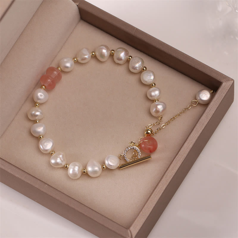 Buddha Stones Pearl Green Strawberry Quartz Bead Healing Chain Bracelet - image 13