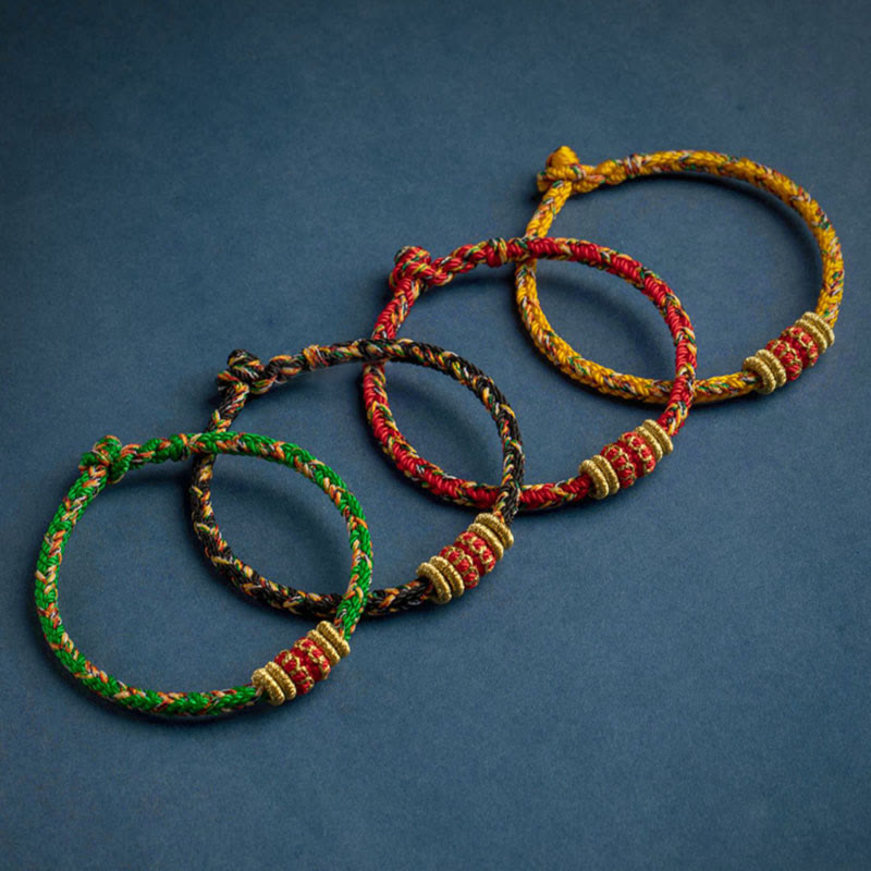 Buddha Stones Tibet Handmade Chinese Zodiac Natal Buddha Luck Strength Braided String Bracelet - image 13