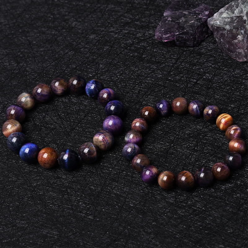 Buddha Stones Natural Purple Tiger Eye Protection Strength Bracelet - image 1