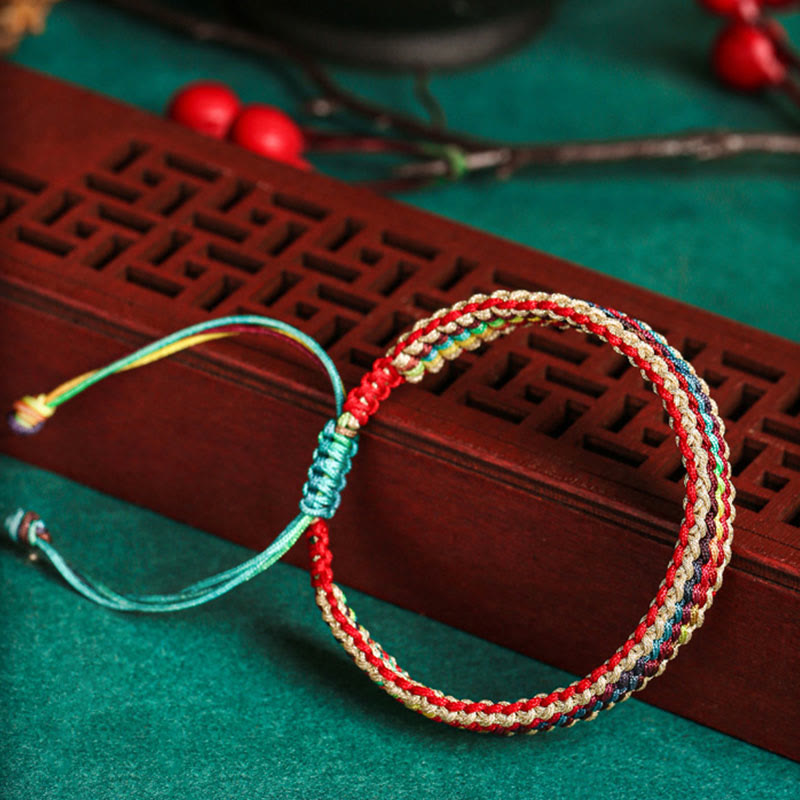 Buddha Stones Tibet Handmade Rainbow Multicolored Protection Braided String Bracelet - image 7