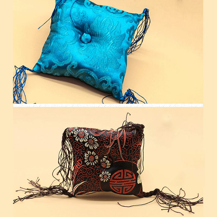 Buddha Stones Tibetan Singing Bowl Cushion Decoration with Tassel Decoration - image 6