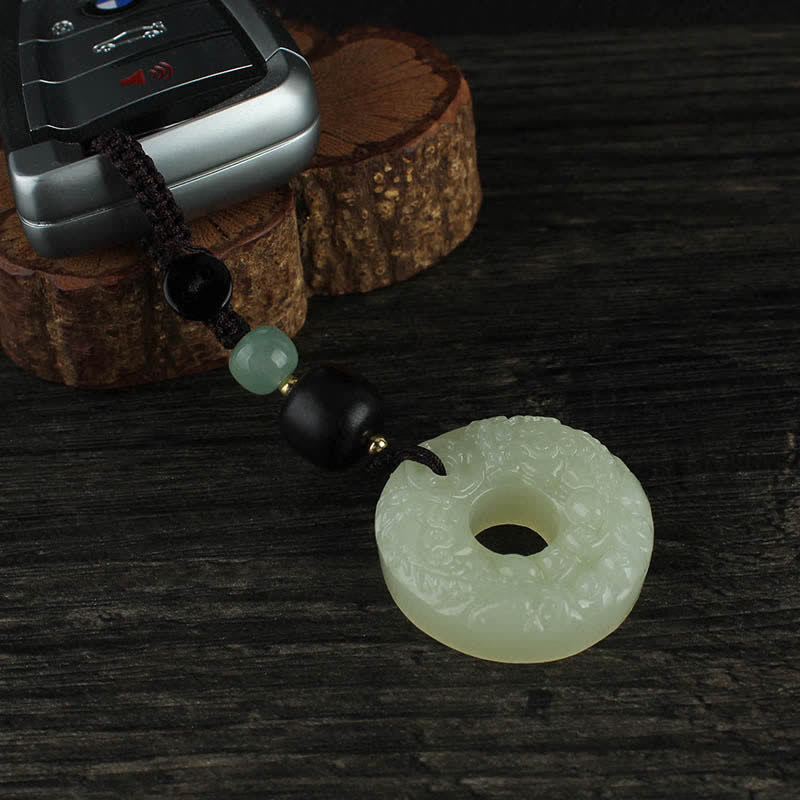 Buddha Stones PiXiu Jade Peace Buckle Abundance Wealth Key Chain - image 12