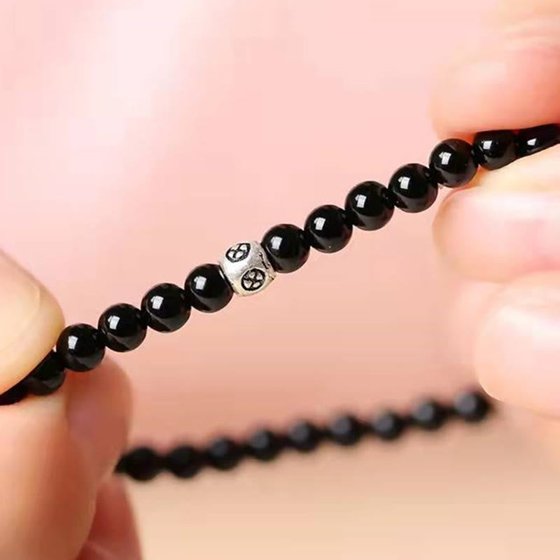 Buddha Stones Natural Black Obsidian Smoky Quartz Purification Strength Bracelet - image 9