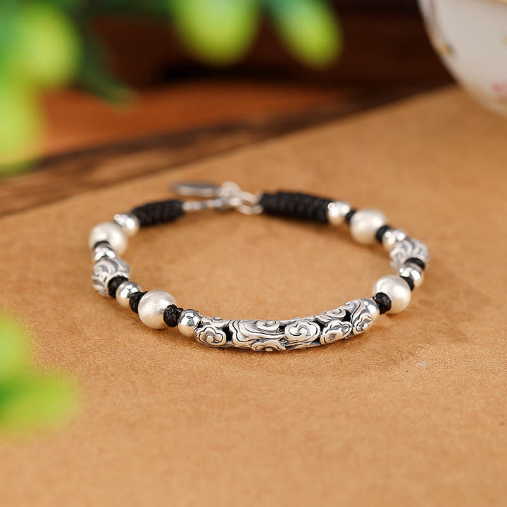 Buddha Stones Tibet Handmade Copper 999 Sterling Silver Auspicious Cloud Wealth String Bracelet - 999 Sterling Silver Auspicious Cloud - image 14