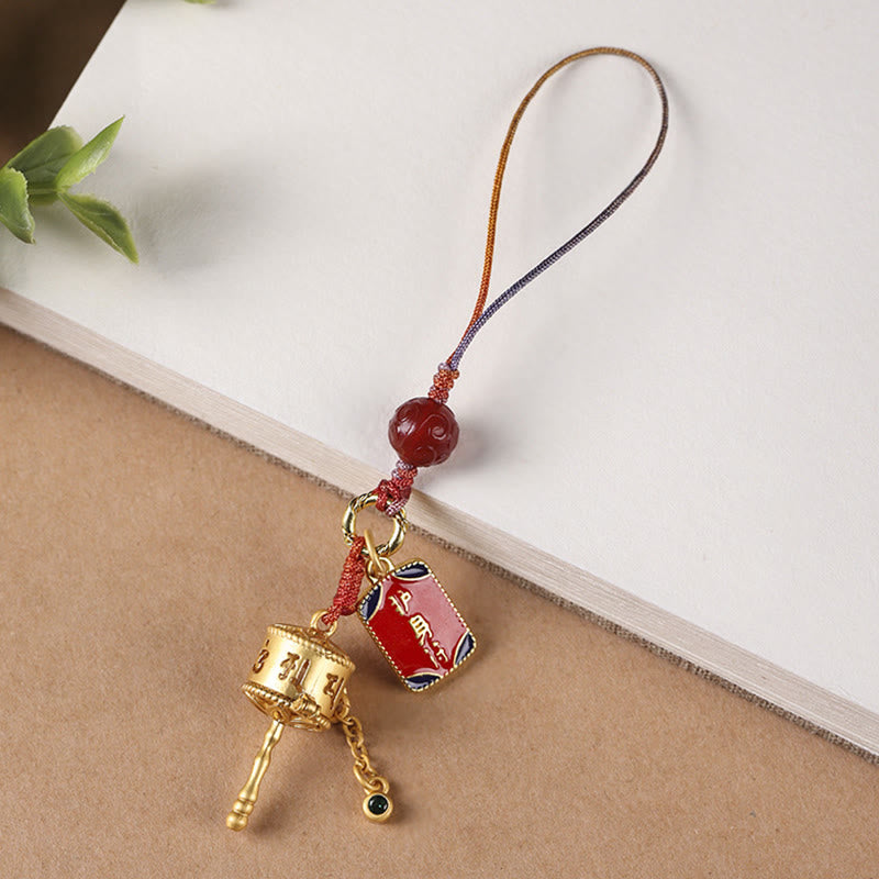 Buddha Stones Tibetan Om Mani Padme Hum Prayer Wheel Amulet Charm Protection Phone Hanging Decoration - Amulet Charm - image 1