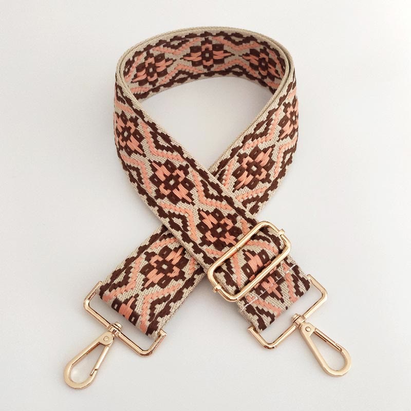 Buddha Stones Multicolor Embroidered Shoulder Bag Straps - Pink Brown - image 13