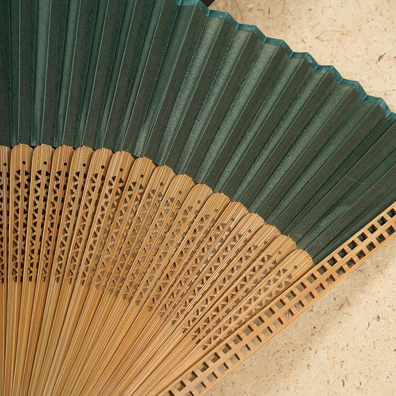 Buddha Stones Vintage Handheld Folding Fan With Bamboo Frames - image 5