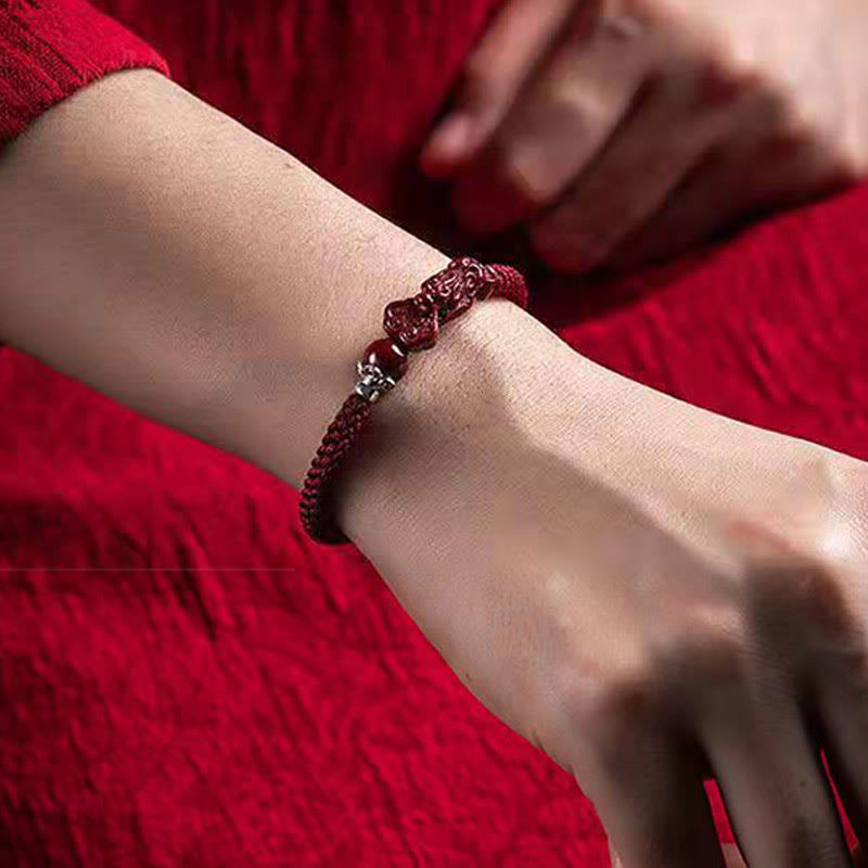 Buddha Stones Handcrafted PiXiu Cinnabar Wealth Luck Braided Bracelet - image 22