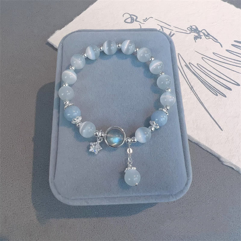 Buddha Stones Cat's Eye Moonstone Butterfly Star Charm Support Bracelet - image 10