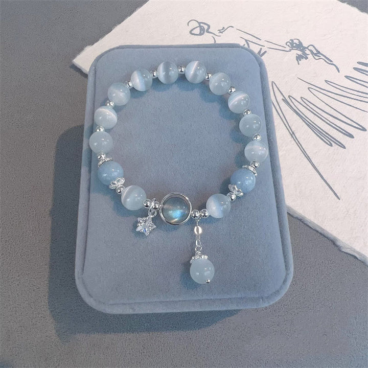 Buddha Stones Cat's Eye Moonstone Butterfly Star Charm Support Bracelet - image 16