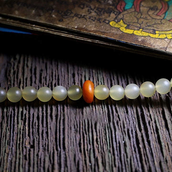Buddha Stones 108 Mala Beads Tibet Sheep Horn Amber Luck Bracelet - image 11