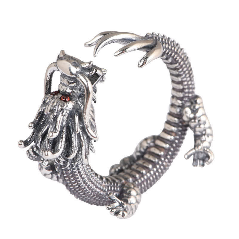 Buddha Stones 925 Sterling Silver Dragon Luck Protection Ring - image 12