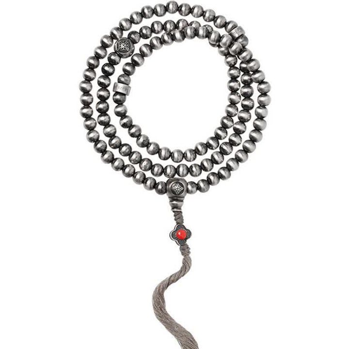 Buddha Stones 108 Mala Beads 925 Sterling Silver Red Agate Turquoise Confidence Charm Bracelet - 8mm - 925 Sterling Silver&Red Agate - image 3