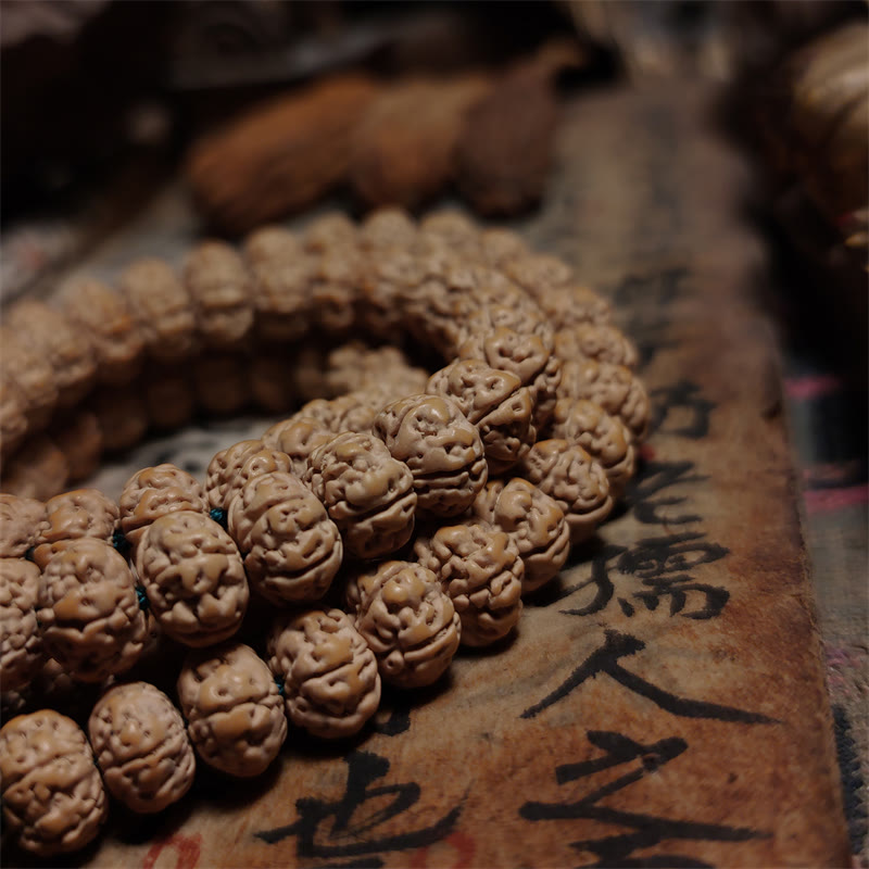 108 Mala Beads Rudraksha Bodhi Seed Luck Wealth Tassel Quadruple Wrap Bracelet - image 1