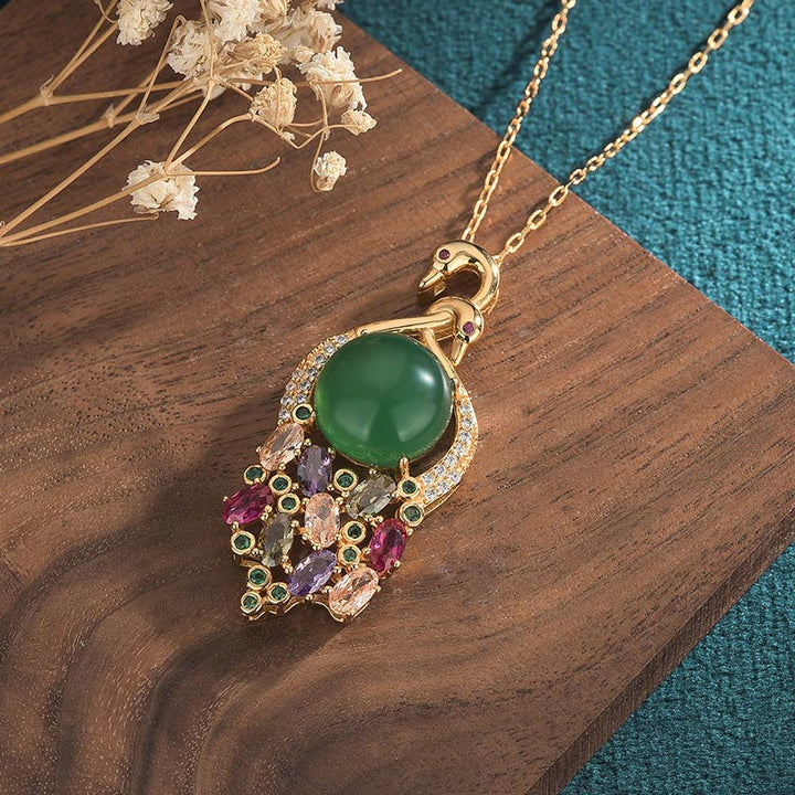Buddha Stones Cyan Jade Success Necklace Chain Pendant - image 2