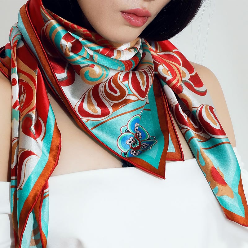 Buddha Stones Dunhuang Rebound Pipa Flying Frescoes 100% Mulberry Silk Scarf Premium Grade 6A Dunhuang Shawl - image 11