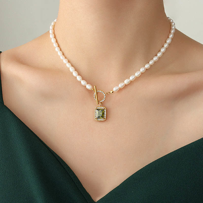 Pearl Zircon Wealth Charm Necklace Pendant - image 13