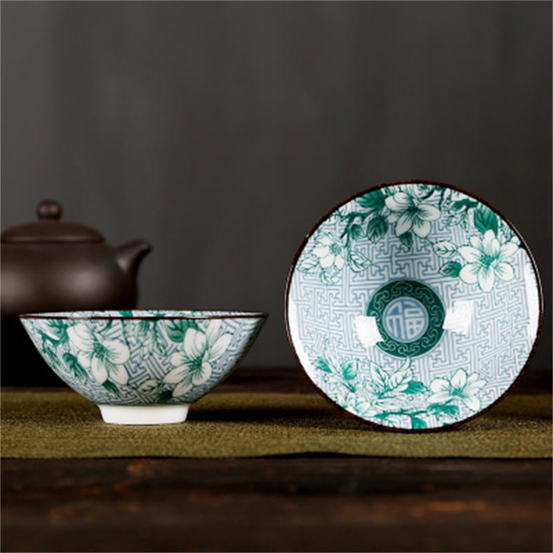 Buddha Stones Flowers Fu Character Mountains Lotus Cherry Blossoms Ceramic Teacup Kung Fu Tea Cup - Light Green Flowers Fu Character 8.5cm*4cm*90ml - image 36