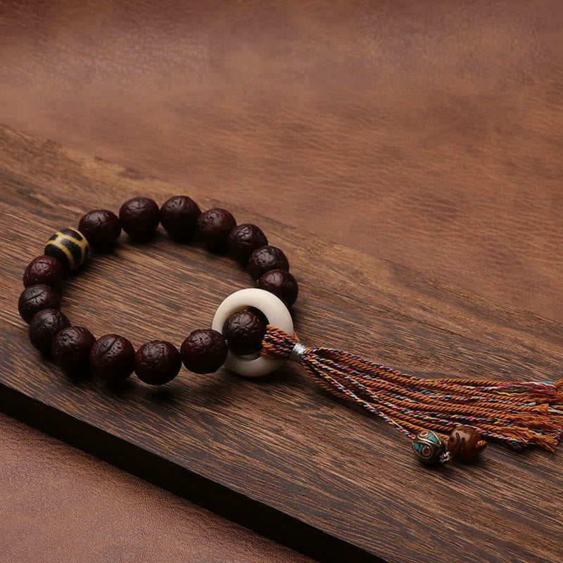 Buddha Stones Tibetan Bodhi Seed Agate Bead Luck Wealth Tassel Charm Wrist Mala - image 12
