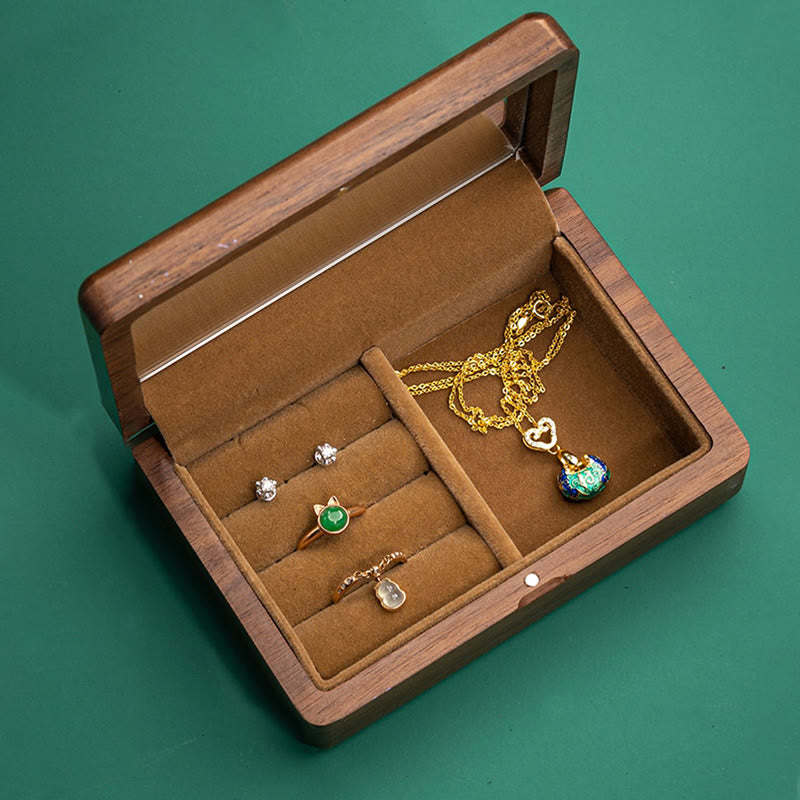 Vintage Handmade Black Walnut Wood Jewelry Storage Box With Mirror - image 17