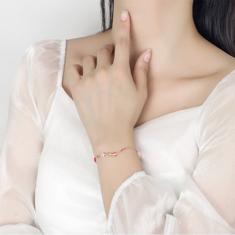 Buddha Stones 925 Sterling Silver Luck Koi Fish Lotus Star Braided Red String Bracelet - image 12