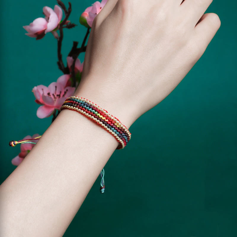 Buddha Stones Tibet Handmade Rainbow Multicolored Protection Braided String Bracelet - image 9