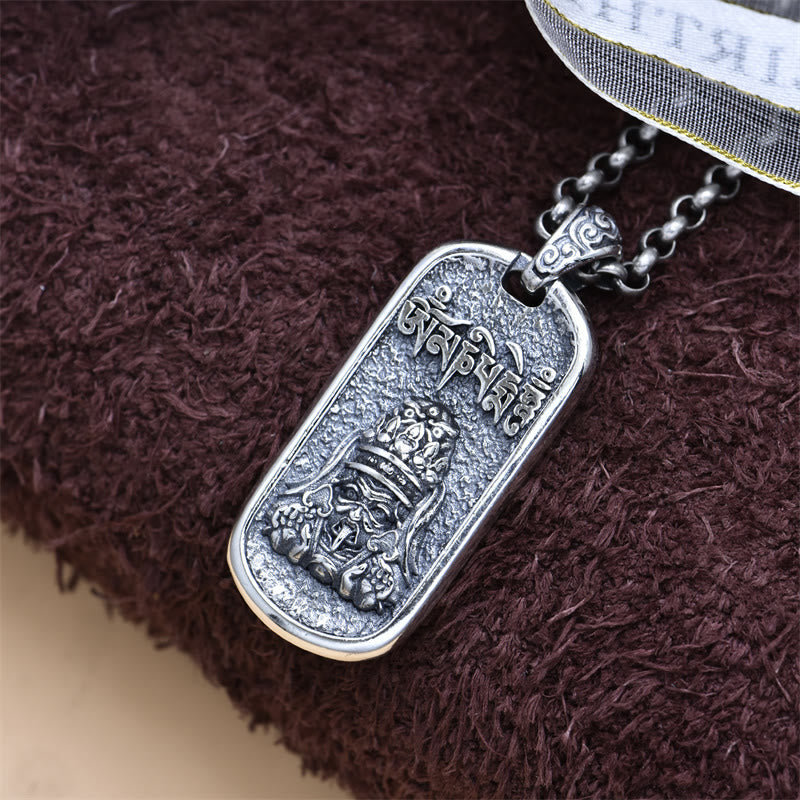 Buddha Stones 925 Sterling Silver Zakiram Goddess of Wealth Om Mani Padme Hum Peace Necklace Pendant - image 4