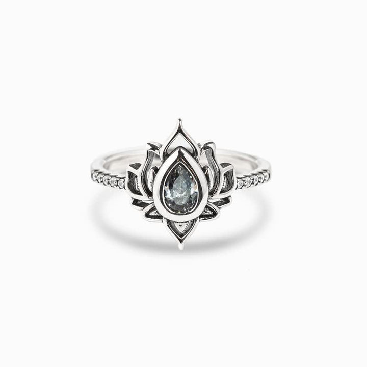 Buddha Stones Sterling Silver Lotus Zircon Blessing Protection Ring - image 3