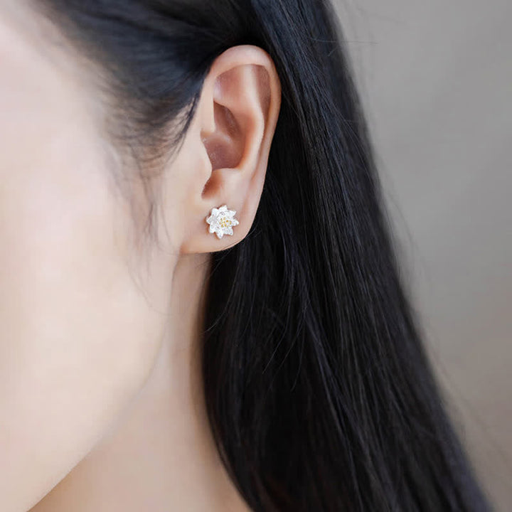 Buddha Stones 925 Sterling Silver Lotus Flower Balance Earrings - image 4