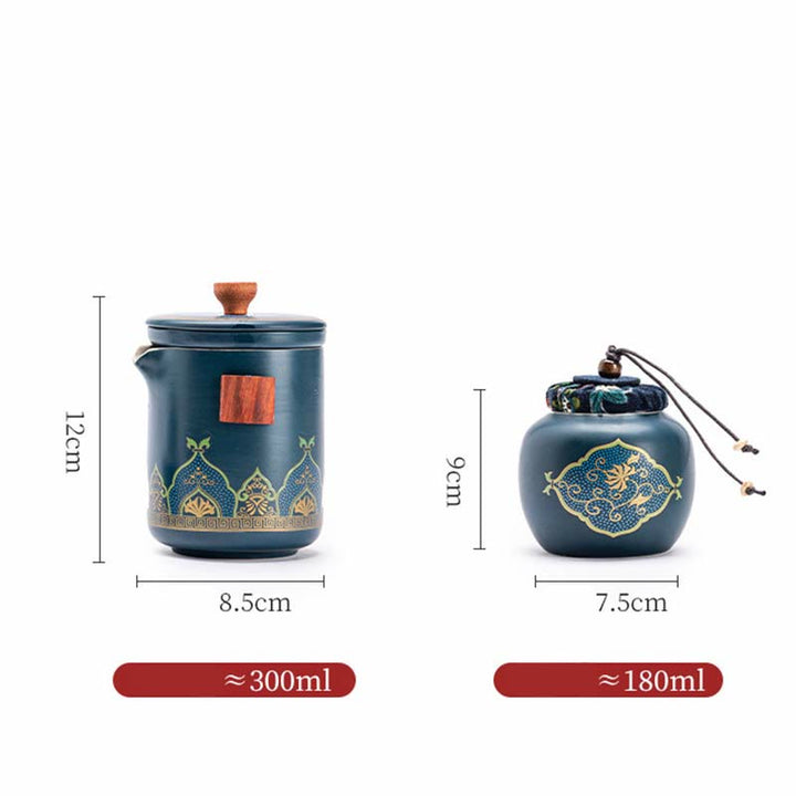 Buddha Stones Flower Chinese Gongfu Ceramic Teapot Portable Outdoor Travel Tea Set Bag - image 18