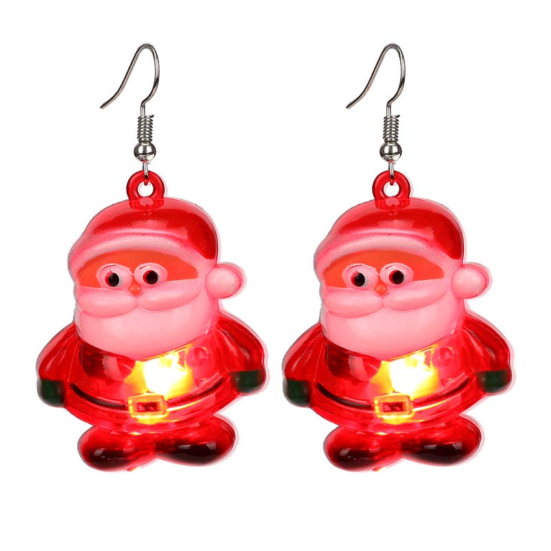 Led Christmas Santa Claus Tree Elk Luminous Earrings - Santa Claus - image 0