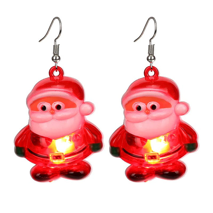 Led Christmas Santa Claus Tree Elk Luminous Earrings - Santa Claus - image 0
