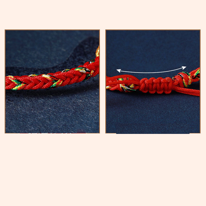 Buddha Stones Chinese Zodiac Natal Buddha Silver Luck Braided String Bracelet - image 14