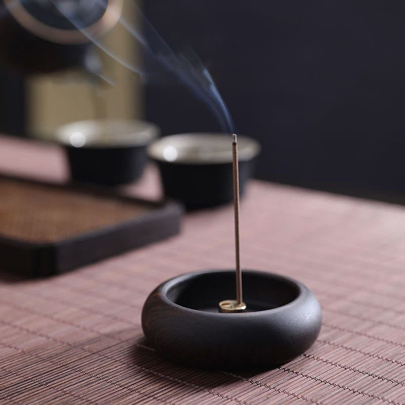 Buddha Stones Mini Ebony Wood Rosewood Meditation Healing Stick Incense Burner Decoration - Ebony Wood 6.6*2cm - image 0