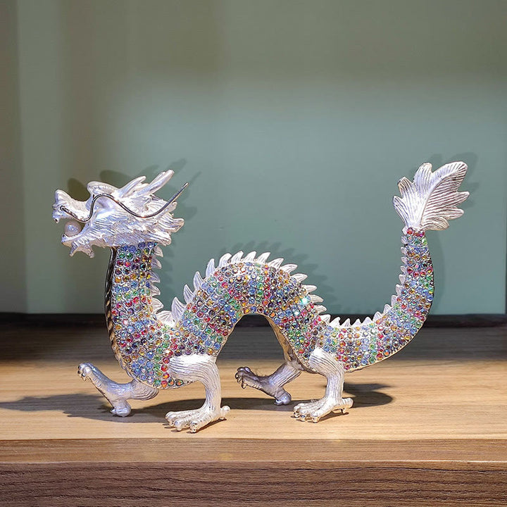 Buddha Stones Handmade Feng Shui Dragon Luck Success Home Decoration - White Colorful - image 8