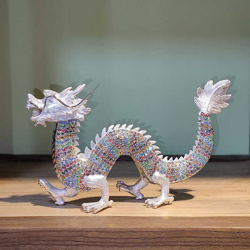 Buddha Stones Handmade Feng Shui Dragon Luck Success Home Decoration - White Colorful - image 8
