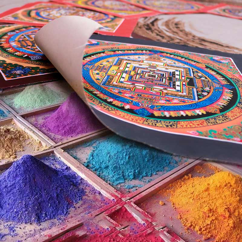 Buddha Stones Tibetan Handmade Thangka Mandala Painting Blind Box Random Color Pattern - image 3