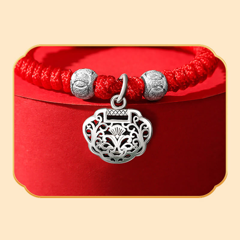 Buddha Stones 925 Sterling Silver Chinese Lock Charm Multicolored Red String Protection Handmade Braided Kids Bracelet - image 9