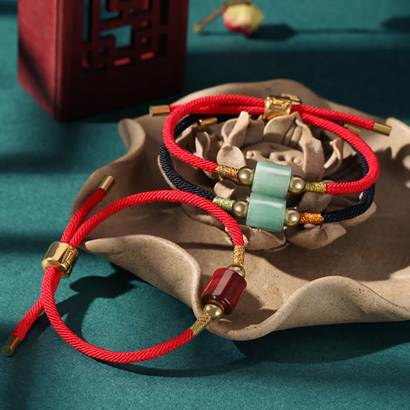 Buddha Stones Tibet Handmade Green Aventurine Red Stone Malachite Luck Protection Braided Rope Bracelet - image 14