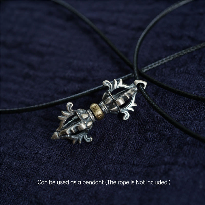 Buddha Stones 925 Sterling Silver Om Mani Padme Hum Dorje Vajra Engraved Strength Pendant Hanging Decoration - image 5