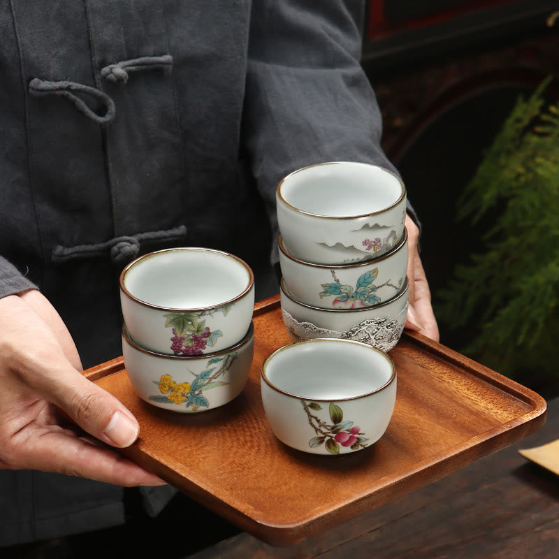 Buddha Stones Loquat Lychee Snow Scenery Landscape Grape Apple Ceramic Teacup Kung Fu Tea Cup - image 11