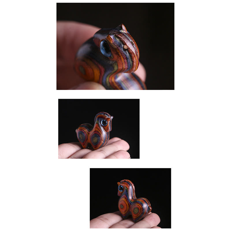Buddha Stones Small Leaf Red Sandalwood Green Sandalwood Lucky Mini Horse Protection Decoration - image 19