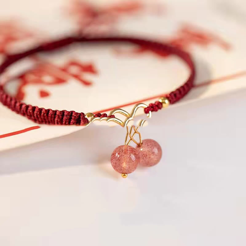 Buddha Stones Natural Strawberry Quartz Amethyst Green Phantom Bead Positive Bracelet - image 16