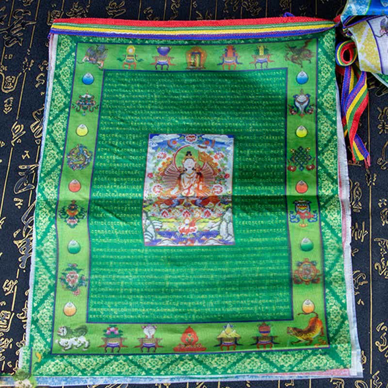 Buddha Stones Tibetan 5 Colors Windhorse Buddha Tara Scriptures Healing Auspicious Outdoor Prayer Flag - image 11