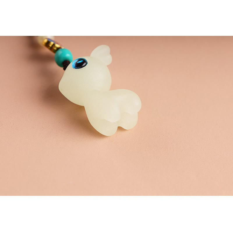 Buddha Stones Mini Cute Deer Glowstone Luminous Lucky Deer Energy Key Chain Phone Car Hanging Decoration - image 5