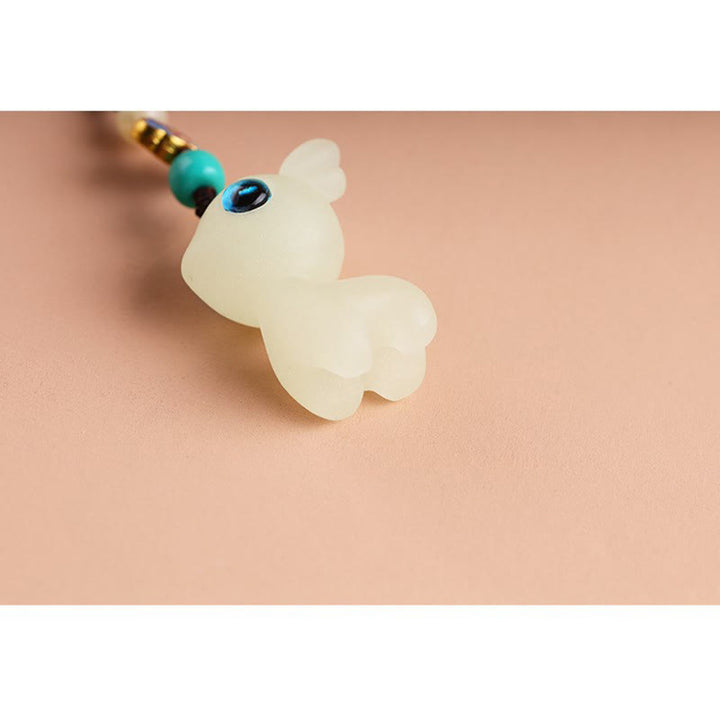 Buddha Stones Mini Cute Deer Glowstone Luminous Lucky Deer Energy Key Chain Phone Car Hanging Decoration - image 5