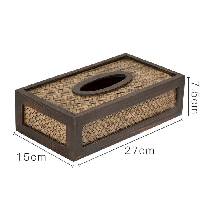 Handmade Bamboo Woven Wood Tissue Box Wooden Tissue Holder Wipes Boxes Decoration - 27*15*7.5cm-Fit For 50-80 Tissues - image 10